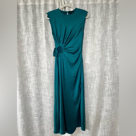 House of Harlow 1960 Deep Teal Ruched Keyhole Maxi Dress - Picture 1 of 7